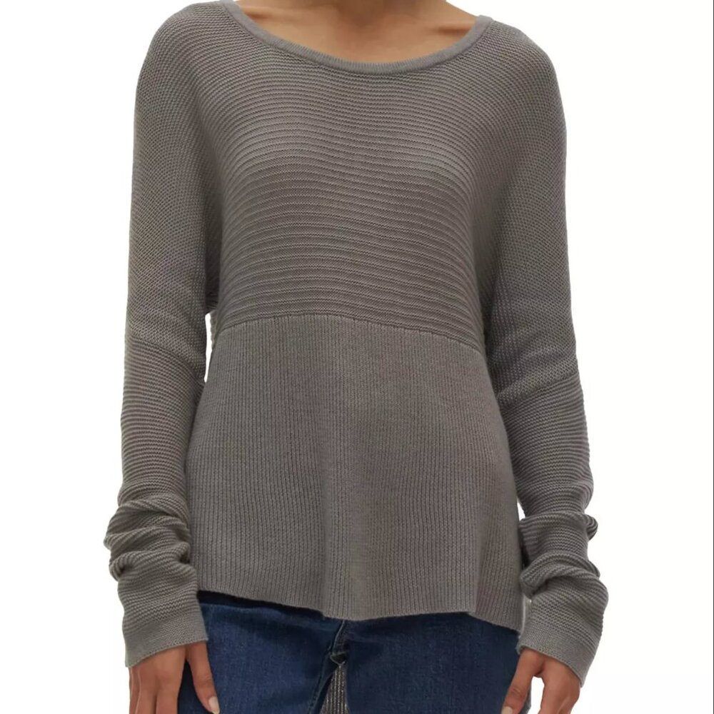 Helmut Lang Ribbed Relaxed Fit Long Sleeve Sweater Gray Taupe Size‎ S